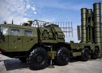 In this file photo, taken on August 22, 2017, the Russian S-400 anti-aircraft missile launching system is displayed at the exposition field in Kubinka Patriot Park outside Moscow during the first day of the International Military-Technical Forum Army-2017. (AFP)