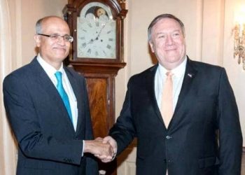 Foreign Secretary Vijay Gokhale with US Secretary of State, Mike Pompeo