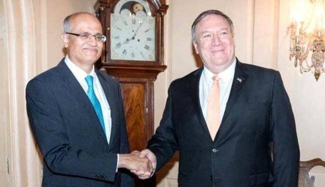 Foreign Secretary Vijay Gokhale with US Secretary of State, Mike Pompeo
