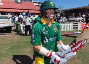 The opener plundered seven sixes and four fours in his 77-ball onslaught for Randwick-Petersham.