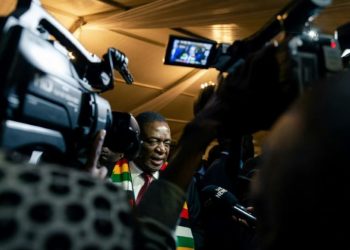 US President Donald Trump has prolonged sanctions on more than 100 individuals and entities from Zimbabwe including President Emmerson Mnangagwa, pictured, over rights abuses (AFP)