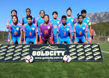 India players pose before their match against Turkmenistan at Alanya, Friday       