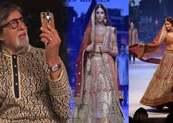 Big B whistles to capture daughter's catwalk