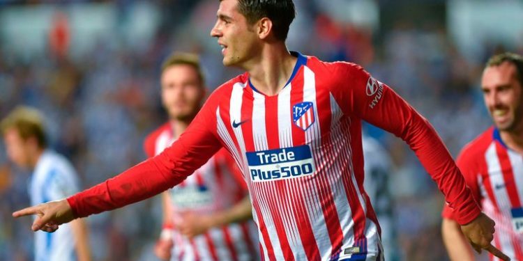 Morata scored twice in three first-half minutes Sunday as Atletico cut the gap to leaders Barcelona back to seven point