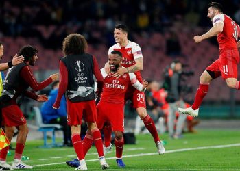 The Frenchman struck in the 36th minute to earn Arsenal a tie against Valencia, just as Napoli, trailing 2-0 from the first leg, were threatening to take control of the game. (Image: Reuters)