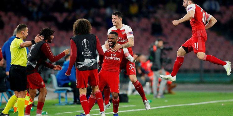 The Frenchman struck in the 36th minute to earn Arsenal a tie against Valencia, just as Napoli, trailing 2-0 from the first leg, were threatening to take control of the game. (Image: Reuters)