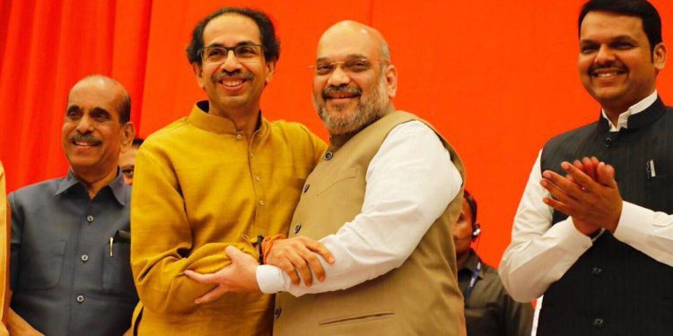 The Uddhav Thackeray-led party sought to corner its senior ally over the recent clash between BJP workers in the presence of Maharashtra minister Girish Mahajan at a public rally in Jalgaon. (Image: BJP/Twitter)