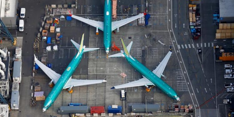 An aerial photo shows Boeing 737 MAX airplanes parked on the tarmac at the Boeing Factory in Renton, Washington   REUTERS PHOTO