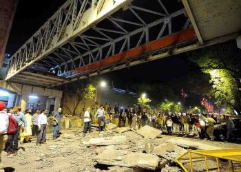 Five people died after a footover bridge collapsed in Mumbai's CSMT area on Thursday. (PTI photo)