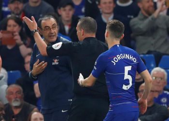 In a fitting coda to a damaging evening, Sarri was sent to the stands for protesting in the final seconds. (Image: Reuters)