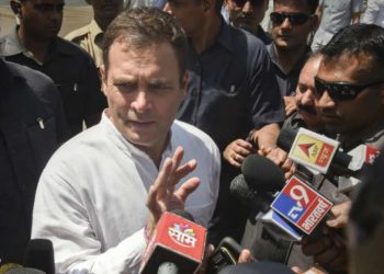 Congress president Rahul Gandhi addresses to media after filing his nomination papers in Amethi Wednesday. (Photo-PTI)