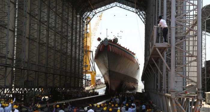 The first ship of Project 15B, a guided missile destroyer christened 'Visakhapatnam', was launched April 20, 2015.