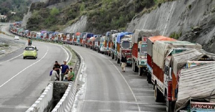 A massive landslide blocked the highway near Anokhi fall in Ramban district on Saturday afternoon, leaving nearly 2,000 Jammu-bound vehicles stranded. 