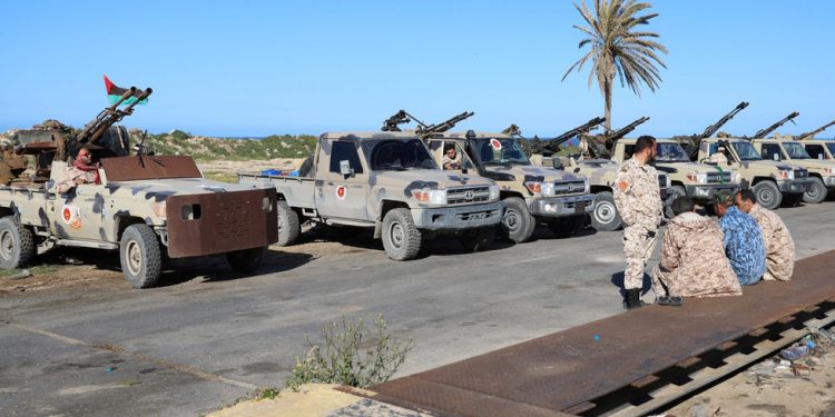 Military vehicles of Misrata forces are seen in Tajura neighborhood, east of Tripoli, Libya April 6