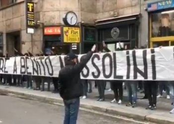 Hardcore Lazio fans displayed a banner reading ‘Honour to Benito Mussolini’ before the game, sang fascist songs and performed the Nazi salute.