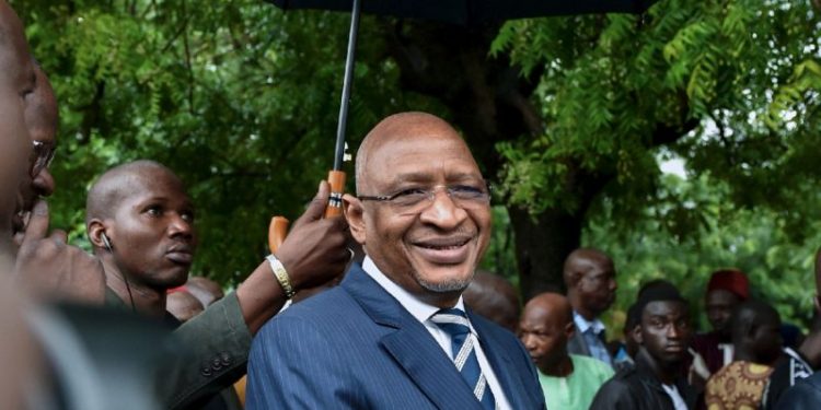 Malian Prime Minister Soumeylou Boubeye Maiga, pictured August 2018, visted Tenenkou, a central Malian town that sad been beseiged by jihadists, promising to increase security (AFP Photo/ISSOUF SANOGO)