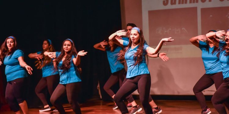 Girls performing Zumba in New Delhi. (PTI)