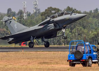 New Delhi: In this file photo dated Feb 20, 2019, JA Rafale fighter aircraft lands during the inauguration of 12th edition of AERO India 2019, in Bengaluru. The Supreme Court on Wednesday April 10, 2019, dismissed preliminary objections raised by the Centre that documents on which it claimed  privilege cannot be relied upon to re-examine the verdict in the Rafale fighter jet deal. (PTI Photo/Shailendra Bhojak)