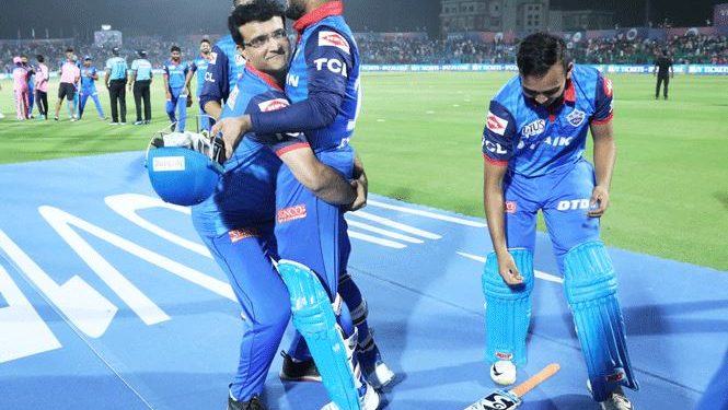 Just as Pant hit the winning runs, finishing it off with a six here Monday night, former India skipper entered the ground and lifted him up.