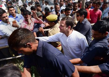 Amethi: Congress President Rahul Gandhi arrives to file his nomination papers from the Amethi Lok Sabha seat, ahead of the general elections, in Amethi, Wednesday, April 10, 2019. (PTI Photo)