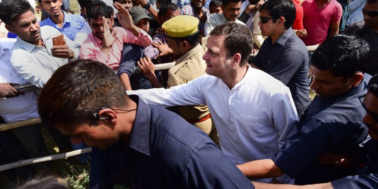 Amethi: Congress President Rahul Gandhi arrives to file his nomination papers from the Amethi Lok Sabha seat, ahead of the general elections, in Amethi, Wednesday, April 10, 2019. (PTI Photo)