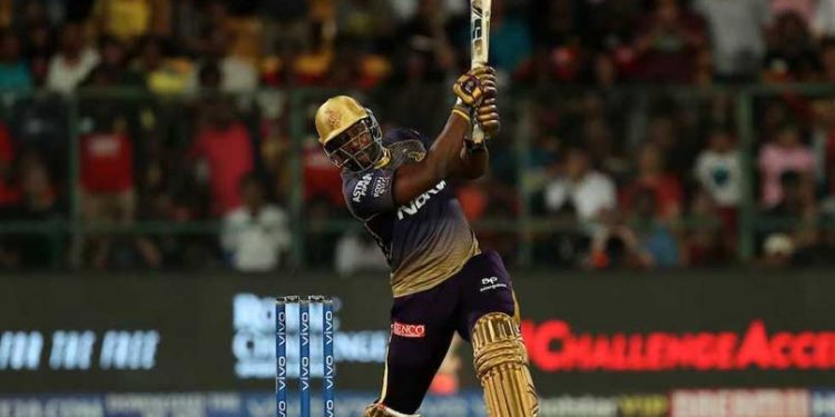 Russell smashed an unbeaten 48 off 13 balls as KKR plundered 66 runs in four overs to script a memorable win over RCB here Friday night. (Image: Twitter)