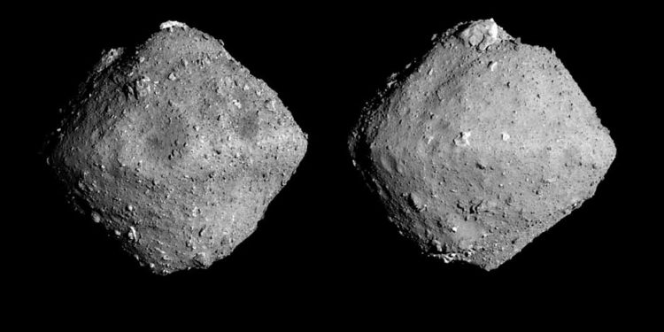 The asteroid, named Ryugu after an undersea palace in a Japanese folktale, is about 300 million kilometers (180 million miles) from Earth.