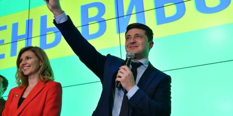 Ukrainian presidential frontrunner Volodymyr Zelensky's political experience had been limited to playing the president in a TV show (AFP)