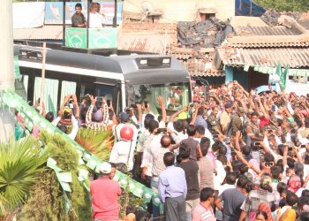 Naveen holds road show in Rourkela