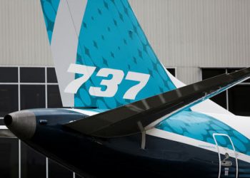 The first Boeing 737 MAX 7 is unveiled in Renton, Washington, U.S. February 5, 2018. (REUTERS/Jason Redmond)