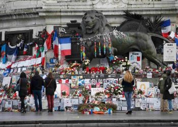 Floral tributes for the victims of the Paris terror attacks