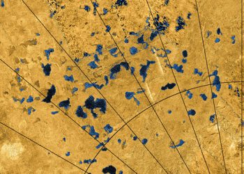 Radar images captured by Cassini reveal many lakes on Titan. (Image: NASA)