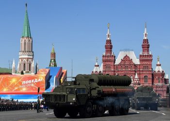 Russia's S-400 air-defense systems ride through Red Square during the Victory Day military parade in Moscow on May 9, 2018. (Kirill Kudryavtsev/AFP via Getty Images)
