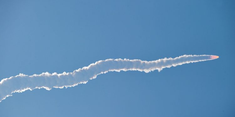 Sriharikota: Indian Space Research Organisation (ISRO)s PSLV-C45 carrying EMISAT and 28 other satellites lifts off from the Satish Dhawan Space Center in Sriharikota, Monday, April 1, 2019. (PTI Photo/R Senthil Kumar)