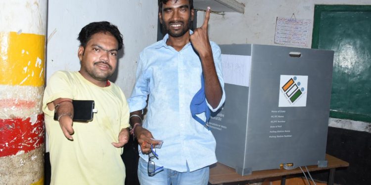 Differently-abled voters cast their franchisee at Unit VIII in Bhubaneswar