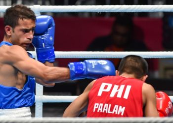 Amit Phangal (in blue) is one of the most prominent boxers in India