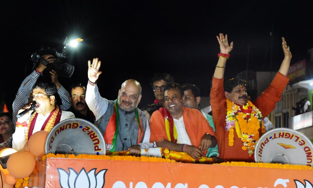 Amit Shah holds roadshow in Puri