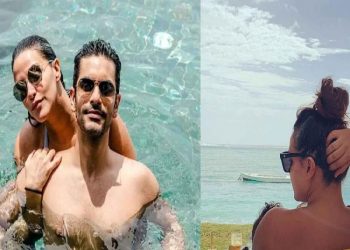 Neha Dhupia and Angad Bedi’s wedding anniversary in Mauritius: See pics