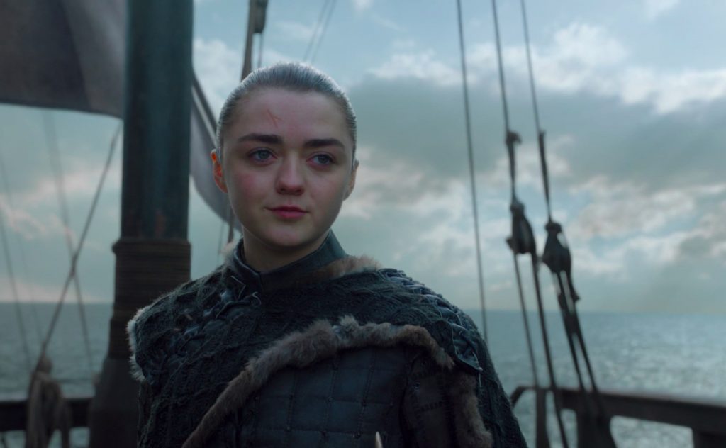 Arya Stark, played by Maisie Williams, at the end of the series finale.
