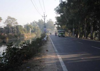 A bottle filled with liquid material and a polybag filled with some solid material was found on the roadside near Kallar chowk along the highway in the morning.