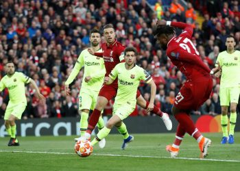 The 54,000 in the stands set the scene with a spirited rendition of ‘You'll Never Walk Alone’ and then greeted Barca's first touch with full-throated jeering.