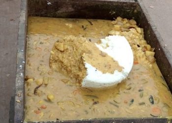 Aahaar meals getting dumped in garbage bins