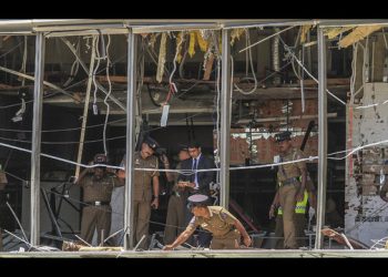 Portion of Shangri-La hotel in Colombo which had suffered from the blast