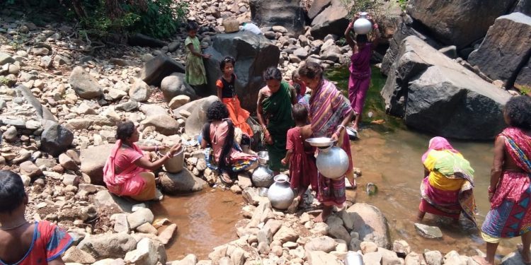 Bhuyan tribals forced to drink stream water