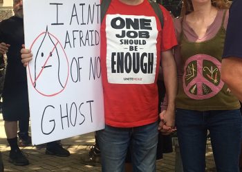 Nine people from a group called the Honorable Sacred Knights showed up for a rally they'd obtained a permit to hold in Dayton's Courthouse Square. They were met by 500 to 600 counter-protesters, city officials said.