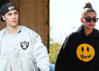 Justin Bieber hits studio with wife