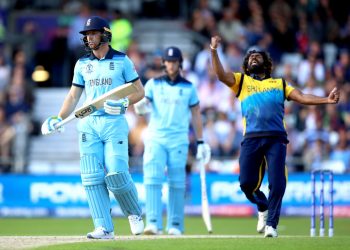 England's Jos Buttler (left) appears dejected after being dismissed by Sri Lanka's Lasith Malinga during the ICC Cricket World Cup group stage match at Headingley, Leeds. (Photo by Tim Goode/PA Images via Getty Images)