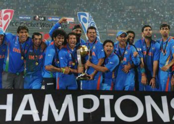 The Indian team after winning the title in 2011