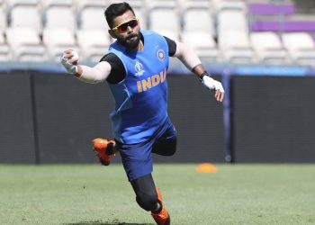 India skipper Virat Kohli during a training drill