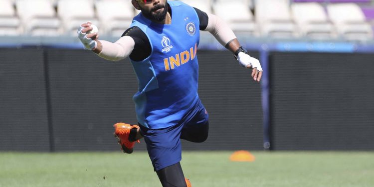 India skipper Virat Kohli during a training drill